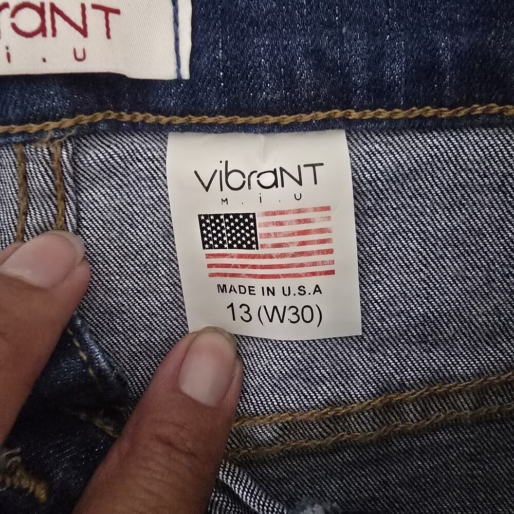 Vibrant Jeans Women 13 W30 Blue Bootcut High Rise Distressed Bell Bottom Y2K - Picture 4 of 10